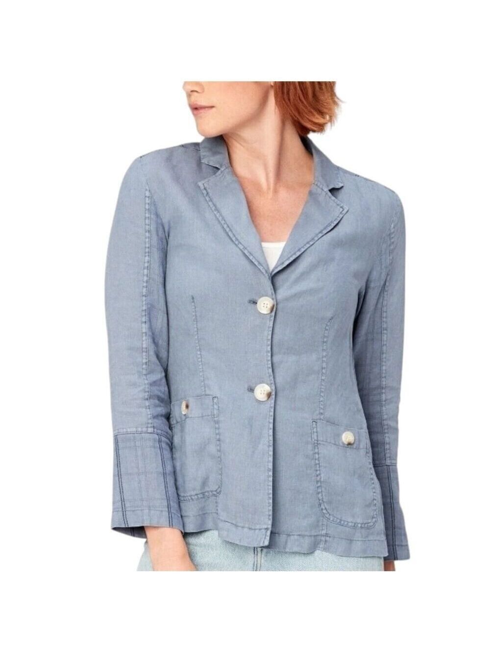 XCVI Chambray Blue Long Sleeve Button Down Blouse Size Small